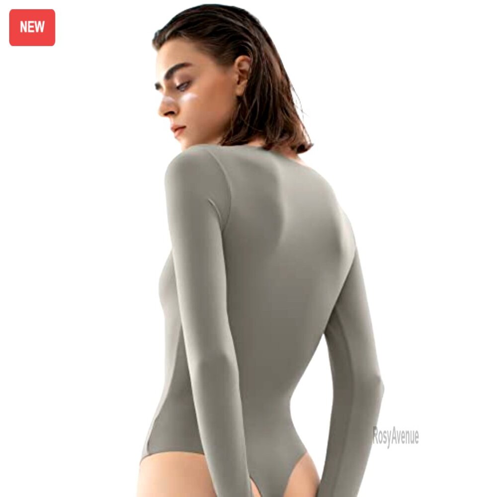 Long Sleeve Crew Neck Bodysuit Medium Second Skin Fit Snap Closure - Picture 4 of 7